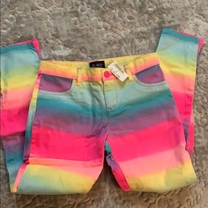 Girl’s Neon Rainbow Woven Jeggings